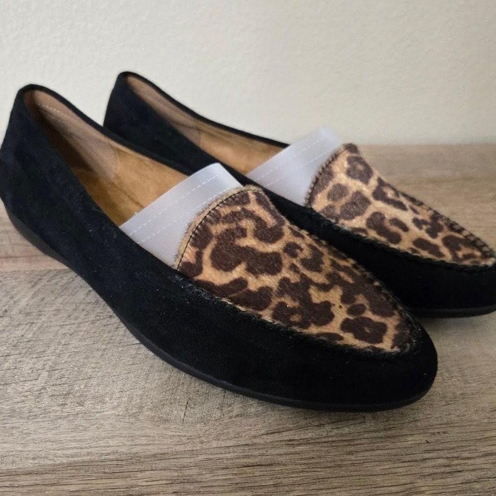 Comfortview Womens Joanna Leopard Print Faux Suede Loafers Work Casual 10.5W - Picture 3 of 8